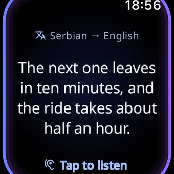 Cranslate on a watch: the latest translation in large text